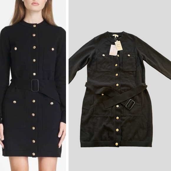 Wayf Becca Belted Long Sleeve Sweater Minidress, Size Medium, NWT - Picture 1 of 5